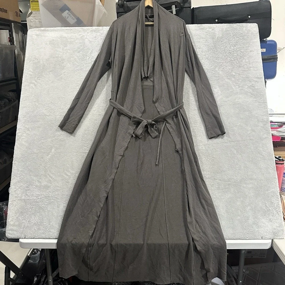 Lunya The Robe Organic Pima Cotton with Pockets Long Gray Loungewear Luxury - Picture 5 of 12